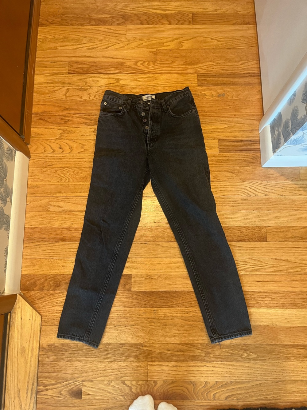 Agolde Black Slim Straight Jeans